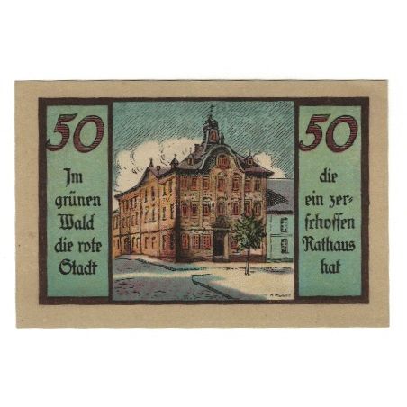 Banknote, Germany, Suhl Stadt, 50 Pfennig, Batiment, 1922, AU(55-58)
