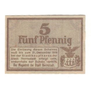 Billet, Allemagne, Herrnstadt Stadt, 5 Pfennig, Texte, 1919, 1919-12-31, SUP