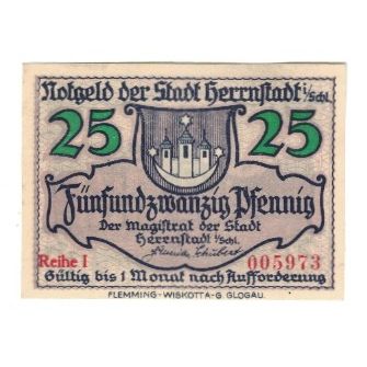 Banknote, Germany, Herrnstadt Stadt, 25 Pfennig, Batiment, undated (1920)