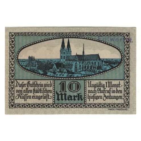 Banknot, Niemcy, Halberstadt Stadt, 10 Pfennig, paysage, 1918, 1918-12-01