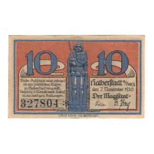 Banknote, Germany, Halberstadt Stadt, 10 Pfennig, Batiment, 1920, 1920-11-02