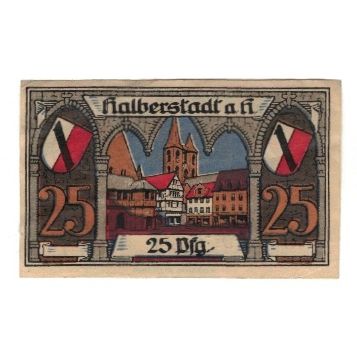 Billet, Allemagne, Halberstadt Stadt, 25 Pfennig, Batiment, 1920, 1920-11-02