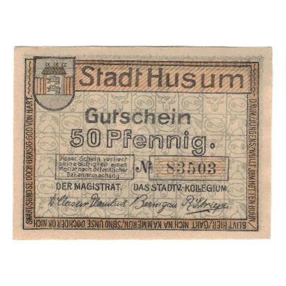 Billet, Allemagne, Husum Stadt, 50 Pfennig, Batiment, undated (1920), SUP