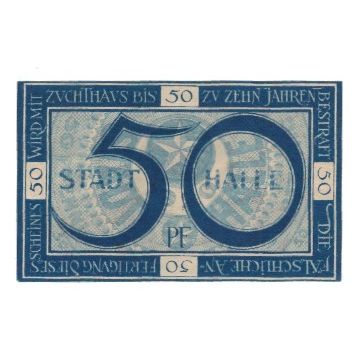 Banconote, Germania, Halle Stadt, 50 Pfennig, valeur faciale, 1920, 1920-05-01