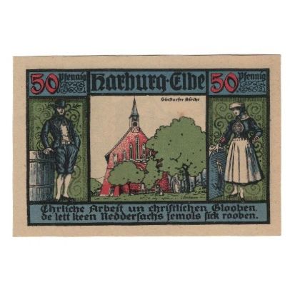 Billet, Allemagne, Harburg Kreissparkasse, 50 Pfennig, personnage, 1921