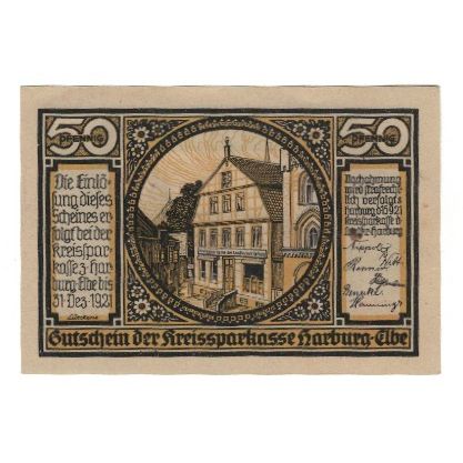 Banknote, Germany, Harburg Kreissparkasse, 50 Pfennig, bateau, 1921, 1921-12-31