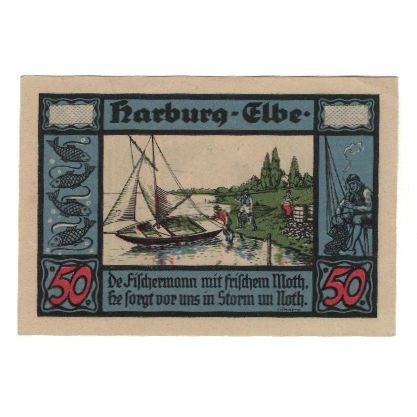 Banknote, Germany, Harburg Kreissparkasse, 50 Pfennig, bateau, 1921, 1921-12-31