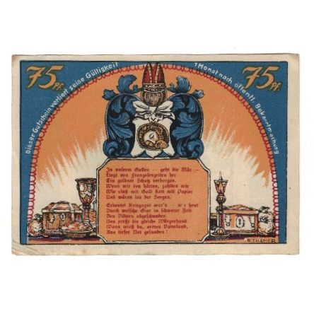 Banknote, Germany, Köslin Stadt, 75 Pfennig, Batiment, 1921, AU(50-53)