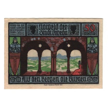 Geldschein, Deutschland, Lobeda Stadt, 50 Pfennig, personnage, 1921, VZ