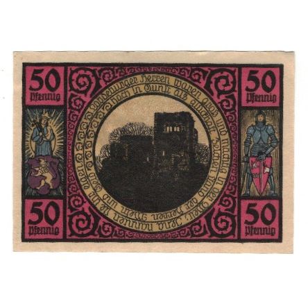 Geldschein, Deutschland, Lobeda Stadt, 50 Pfennig, personnage, 1921, VZ