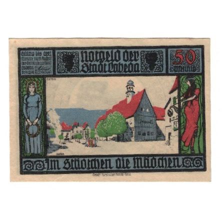Banknote, Germany, Lobeda Stadt, 50 Pfennig, personnage 3, 1921, AU(55-58)