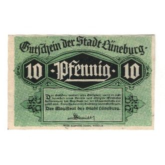 Banknote, Germany, Luneburg Stadt, 10 Pfennig, Batiment, undated (1920)