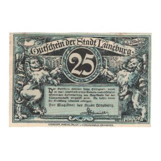 Banknote, Germany, Luneburg Stadt, 25 Pfennig, Batiment, undated (1920)