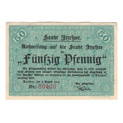 Biljet, Duitsland, Itzehoe Stadt, 50 Pfennig, personnage, 1920, 1920-08-02, SUP
