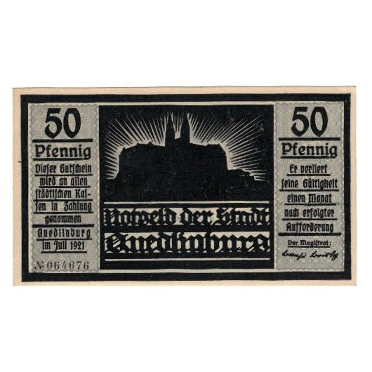Banknote, Germany, Quedlinburg Stadt, 50 Pfennig, personnage 3, 1921, AU(55-58)