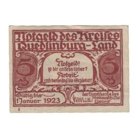 Banknote, Germany, Quedlinburg-Land Kreis, 5 Pfennig, personnage, 1923
