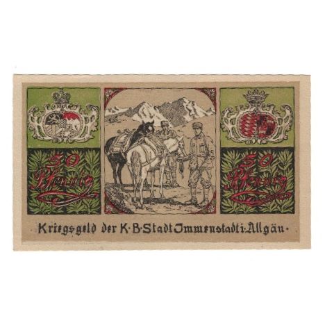 Biljet, Duitsland, Immenstadt i. Allgäu Stadt, 50 Pfennig, personnage, 1918