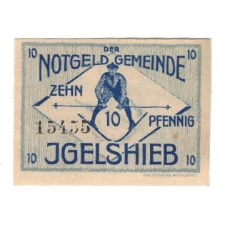 Banknote, Germany, Igelshieb Gemeinde, 10 Pfennig, personnage, 1921, 1921-04-01