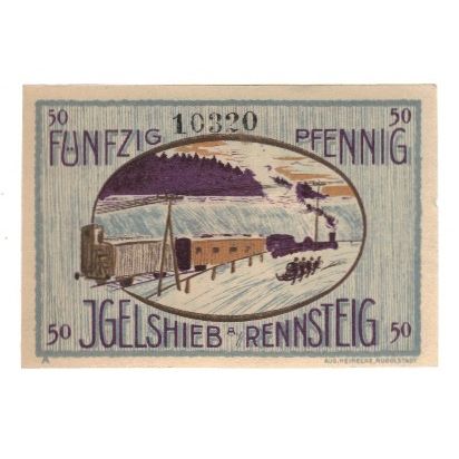 Banknote, Germany, Igelshieb Gemeinde, 50 Pfennig, train, 1921, 1921-04-01