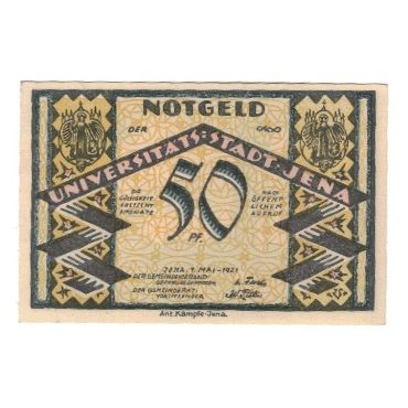 Banknote, Germany, Jena Stadt, 50 Pfennig, Batiment, 1921, 1921-05-01