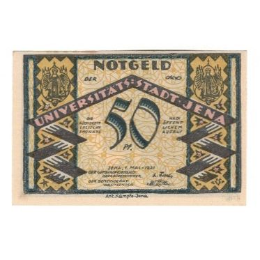 Banknote, Germany, Jena Stadt, 50 Pfennig, batiment 1, 1921, 1921-05-01