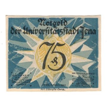 Geldschein, Deutschland, Jena Stadt, 75 Pfennig, personnage, 1921, 1921-05-01