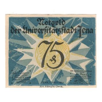 Billet, Allemagne, Jena Stadt, 75 Pfennig, personnage 2, 1921, 1921-05-01, SUP