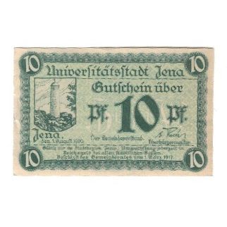 Banknote, Germany, Jena Stadt, 10 Pfennig, Texte, 1917, 1917-03-01, AU(55-58)