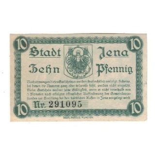 Banknote, Germany, Jena Stadt, 10 Pfennig, Texte, 1917, 1917-03-01, AU(55-58)