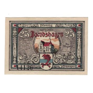 Banknote, Germany, Jacobshagen Stadt, 25 Pfennig, Batiment, 1920, AU(55-58)