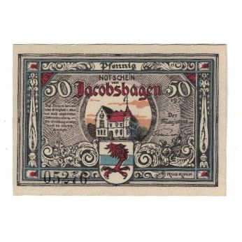Banknote, Germany, Jacobshagen Stadt, 50 Pfennig, Batiment, 1920, AU(55-58)
