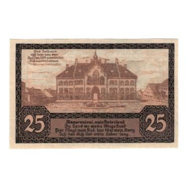 Banconote, Germania, Johannisburg Stadt, 25 Pfennig, Batiment, 1921, 1921-10-01
