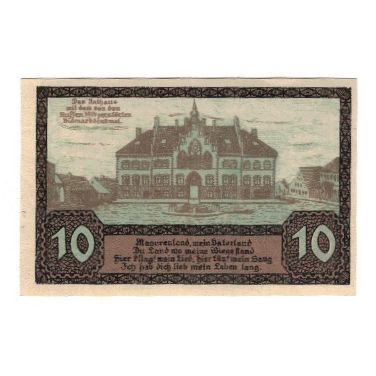 Billet, Allemagne, Johannisburg Stadt, 10 Pfennig, Batiment, 1921, 1921-10-01