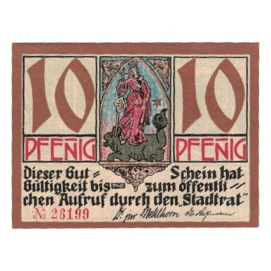 Banknote, Germany, Kahla Stadt, 10 Pfennig, personnage, 1921, AU(55-58)