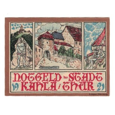 Banknote, Germany, Kahla Stadt, 10 Pfennig, personnage, 1921, AU(55-58)