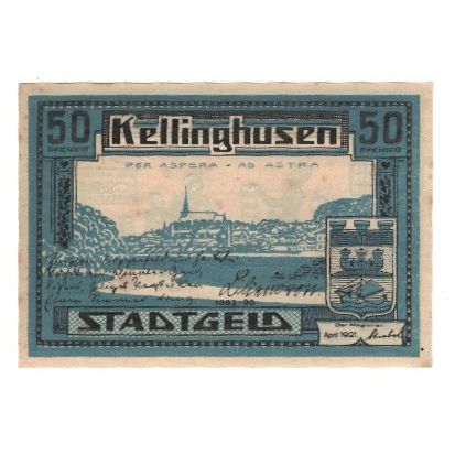 Banknote, Germany, Kellinghusen Stadt, 50 Pfennig, personnage, 1921, AU(55-58)