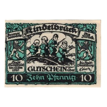 Banknote, Germany, Kindelbrück Stadt, 10 Pfennig, Eglise, 1920, 1920-11-23