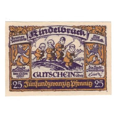 Billet, Allemagne, Kindelbrück Stadt, 25 Pfennig, Eglise, 1920, 1920-11-23