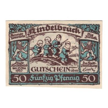 Billet, Allemagne, Kindelbrück Stadt, 50 Pfennig, paysage, 1920, 1920-11-23