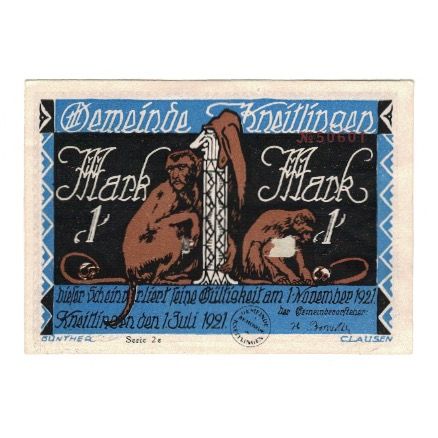 Banknote, Germany, Kneitlingen Gemeinde, 1 Mark, personnage, 1921, 1921-11-01