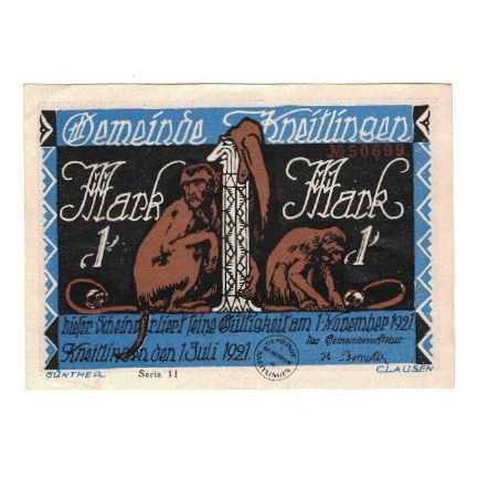 Banknote, Germany, Kneitlingen Gemeinde, 1 Mark, personnage 3, 1921, 1921-11-01