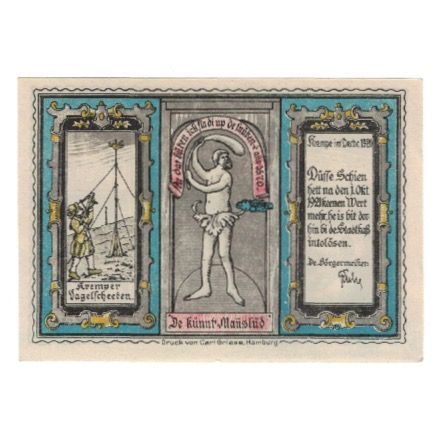 Banknote, Germany, Krempe Stadt, 50 Pfennig, personnage, 1921, 1921-10-01