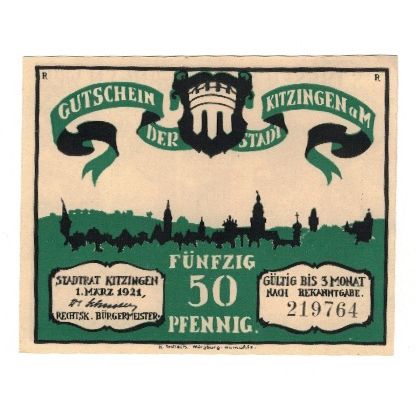 Banknote, Germany, Kitzingen Stadt, 50 Pfennig, personnage, 1921, 1921-03-01