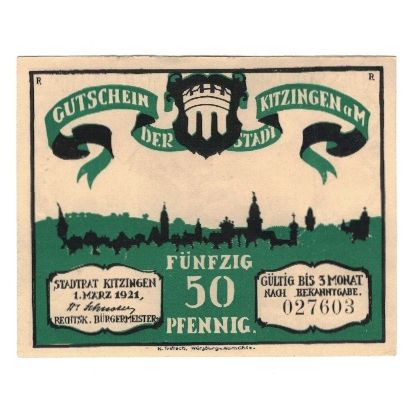 Banknote, Germany, Kitzingen Stadt, 50 Pfennig, personnage 2, 1921, 1921-03-01