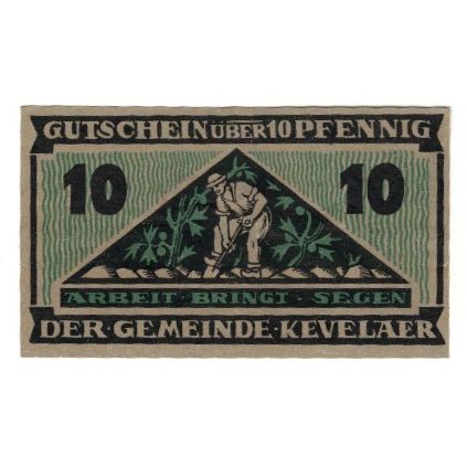Banknote, Germany, Kevelaer Gemeinde, 10 Pfennig, personnage, 1921, 1921-06-01
