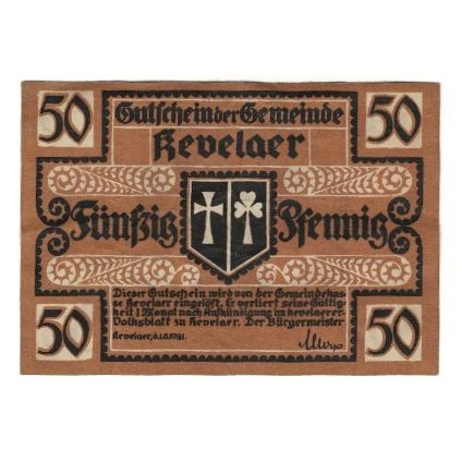 Banknote, Germany, Kevelaer Gemeinde, 50 Pfennig, personnage, 1921, 1921-06-01