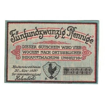 Banknote, Germany, Kaltennordheim Gemeinde, 25 Pfennig, paysage, 1920