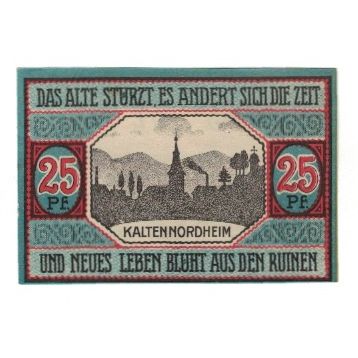 Banknote, Germany, Kaltennordheim Gemeinde, 25 Pfennig, paysage, 1920