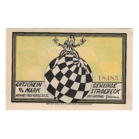 Banknote, Germany, Stroebeck Gemeinde, 1/2 Mark, personnage 1, 1922, 1922-03-31
