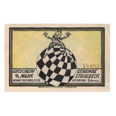 Banknote, Germany, Stroebeck Gemeinde, 1/2 Mark, personnage 3, 1922, 1922-03-31